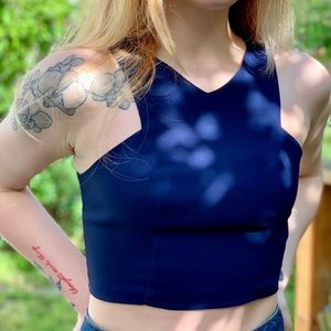 Asymmetrical Navy Crop Top